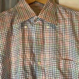 Peter Millar Check Nanoluxe Twill Shirt Men’s Medium Plaid
